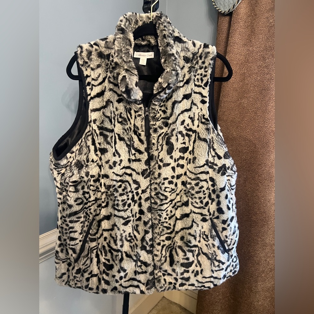 Black & Tan Faux Fur Animal Print Vest